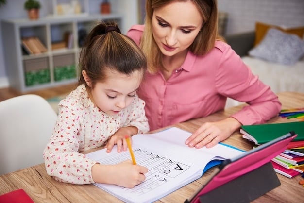 Mother Assisting Daughter With Homework